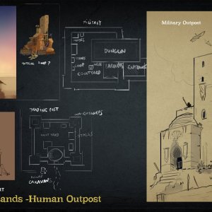 Hytale Concept Art - Howling Sands - Human Outpost（Hytale 概念美术——呼啸沙漠——人类前哨）