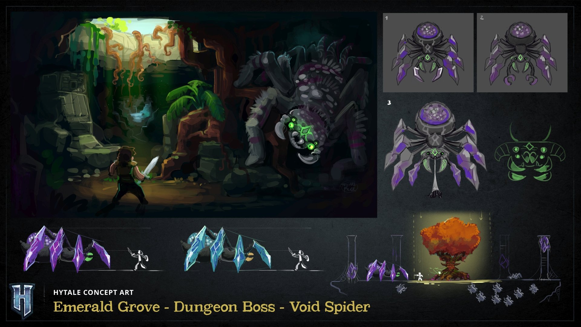 Hytale Concept Art - Emerald Grove - Dungeon Boss - Void Spider（Hytale 概念美术——翡翠林地——地牢 Boss——虚空蜘蛛）