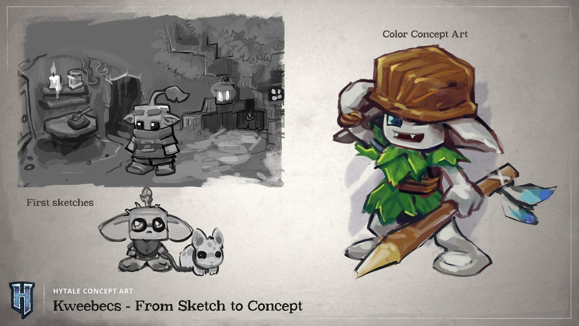 Hytale Concept Art - Kweebecs - From Sketch to Concept（Hytale 概念美术——Kweebec 们——从草图到概念设计）
